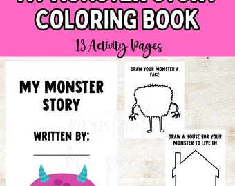 Monster Coloring Book for Kids, Create your Own Monster, Printable Kids Activity and Coloring, Monster Activity for Kids, Imagination Skills