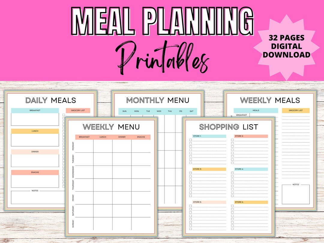 Printable Grocery List With Meal Planner, Weekly Meal Planner With ...