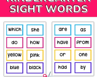 Sight words, sight words for kindergarten, sight words flash cards, kindergarten homeschool, High Frequency Words, Learn to Read, Fry Sight