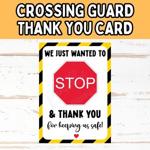Biglietto di ringraziamento stampabile per guardia stradale - Porta carte regalo per guardia stradale o autista di autobus - Grazie per la guardia stradale