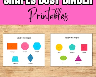 Shapes Printable Toddler Busy Book. Shape Matching Activities for Preschool. Busy Binder Work. Homeschool Preschool