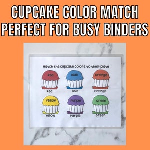 Color Matching Busy Binder Printable, Homeschool Preschool Worksheet, Busy Book for Toddlers, Color Activity