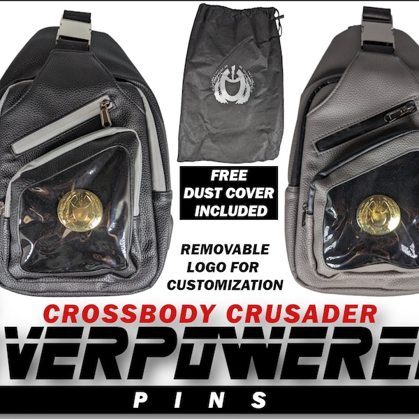 CrossBody Crusader Enamel pin / Embroidery Patch Cross Body Display Backpack, Unisex Ita Gaming Convention Tote Sling Bag, EDC