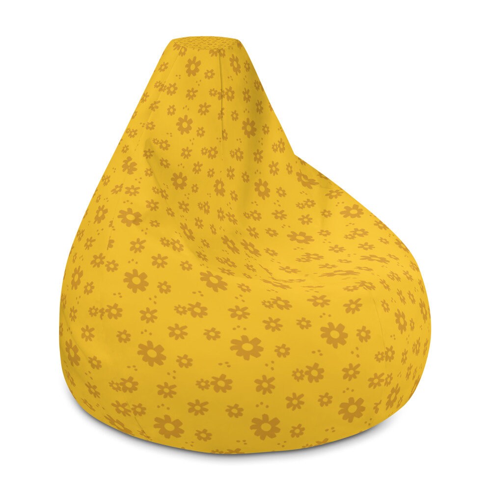 Housse de Pouf Haricot Xl Fleurs Jaunes