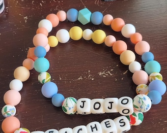 Personalized Silicone Bead Dog Collar – Custom Pet Name Collar, Handmade Gift for Dogs