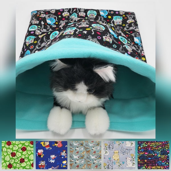 Cat Crinkle Snuggle Sack, Kitty Sleeping Bag, Kitten Burrow Pouch, Cat Lover Gift Idea