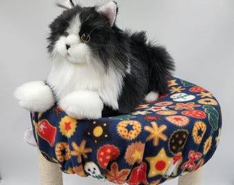 Washable Fleece Cat Perch Cover, Round Nest Slip-On (15-16" Diameter)