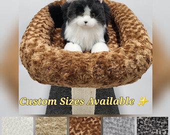 Replacement Cat Tree Tower Cover, Rectangle Cat Condo House Bed, Washable Perch Top Pad, Hammock Wrap, Faux Fur