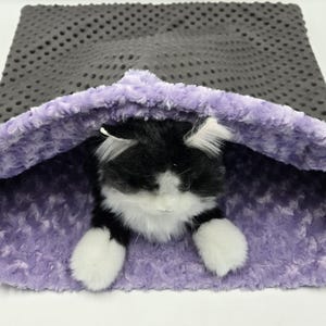 Cat Crinkle Snuggle Sack, Kitty Sleeping Bag, Kitten Burrow Pouch, Cat Lover Gift Idea, Mink Dots, Faux Fur