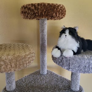 Faux Fur Cat Tree Tower Cover, Kitty Condo House Slipcover, Washable Perch Top Pad, Hammock Wrap