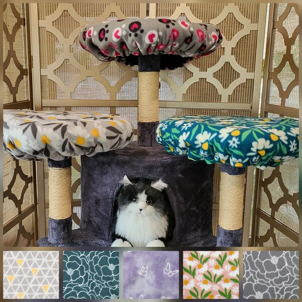 Cat Tree Tower Cover, Elastic Perch Slipcover, Washable Fleece Bed, Hammock Wrap, Pet Lover Gift Idea, Fleece