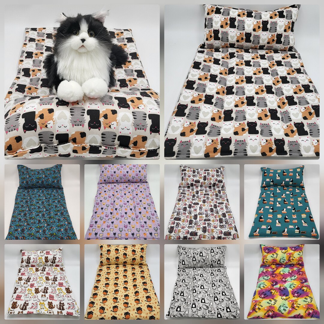 Large Cat Crinkle Mat With Pillow Noisy Sleeping Bed Flannel Etsy