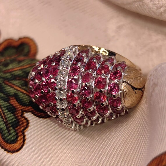 Art Deco 1930s  Natural Raspberry Red Ruby and Di… - image 10