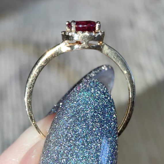 14k Solid Yellow Gold Artificial Ruby Cubic Zirco… - image 5