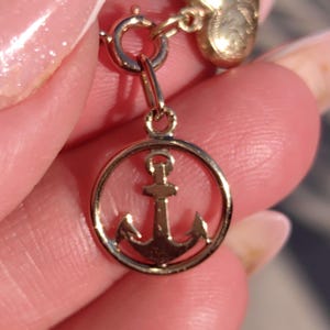 Colgante de ancla antiguo de oro amarillo de 14 k - Amuleto náutico