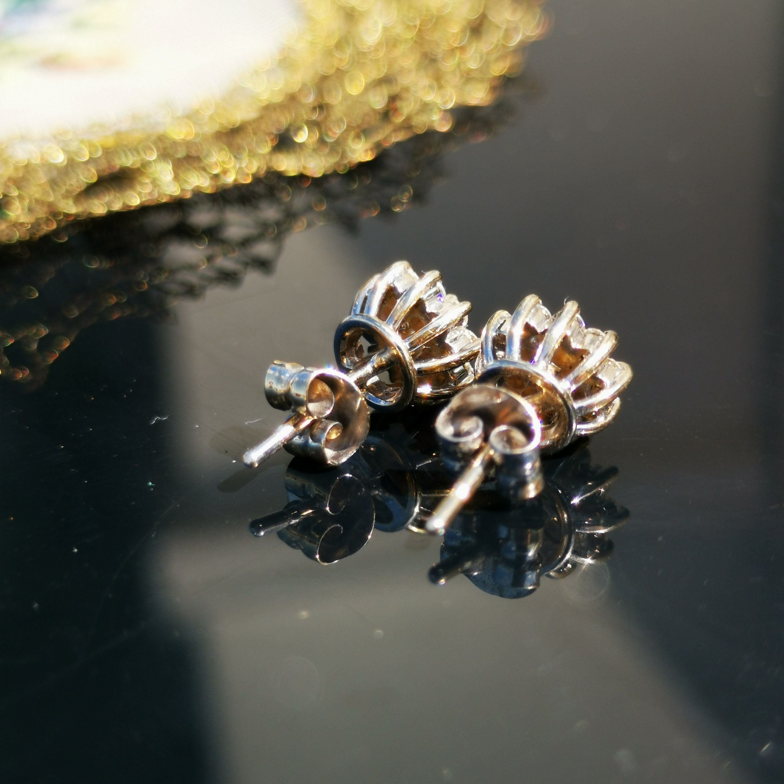 Antique Vintage 18k Solid White Gold 0.56 Ct. Diamond Floral Antique Vintage 18k Solid White Gold 0.56 Ct. Diamond Floral