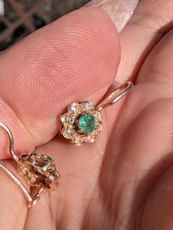 Diamond Natural Emerald Solid 14k Hallmarked Yell… - image 3