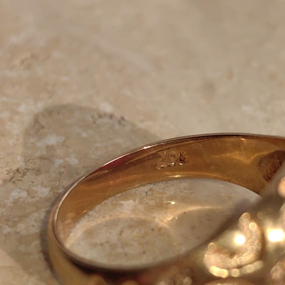 Vintage 10k Gold Star Ruby Ring: Panther Pattern,… - image 5