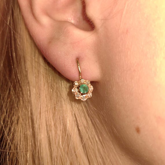 Diamond Natural Emerald Solid 14k Hallmarked Yell… - image 11