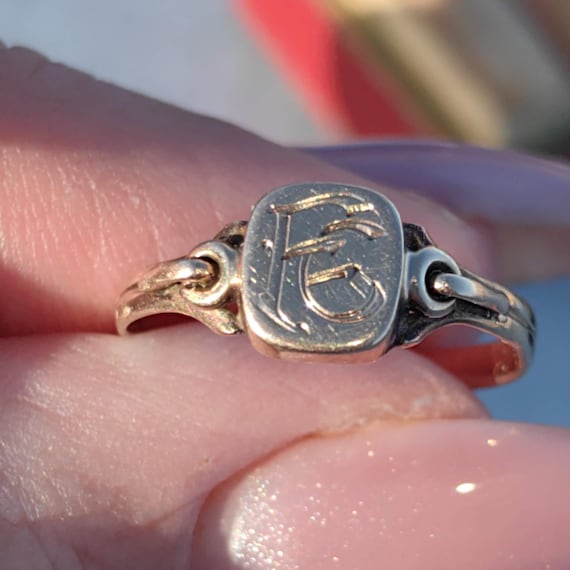 Solid Yellow Gold Antique F E Initials Letter Nam… - image 8