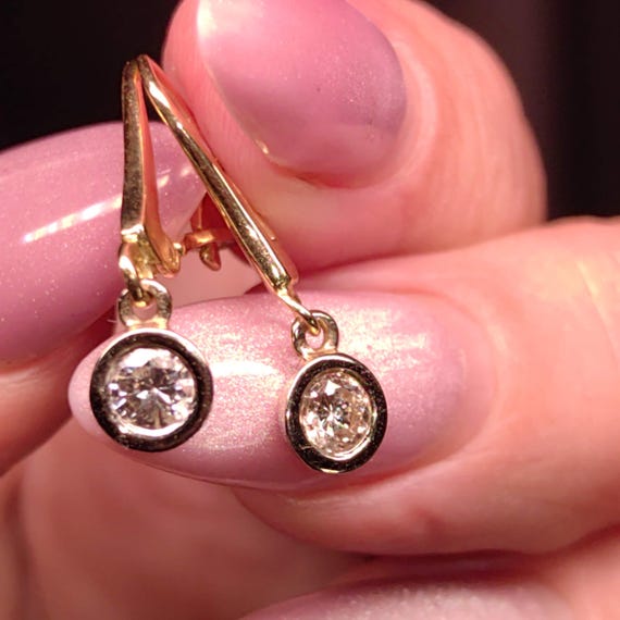 Original Solitaire Dangle Bezel setting Diamonds … - image 7