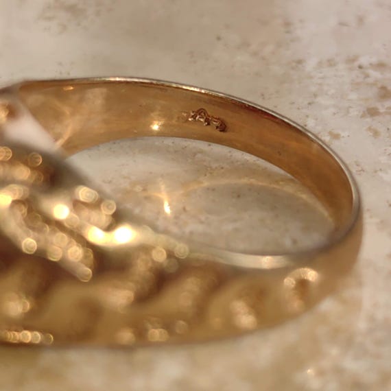 Vintage 10k Gold Star Ruby Ring: Panther Pattern,… - image 8