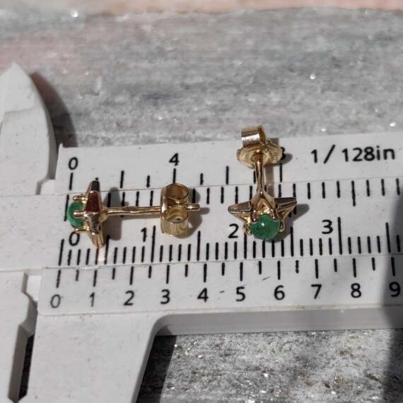 14k Hallmarked  Solid Yellow Gold Green Natural E… - image 4
