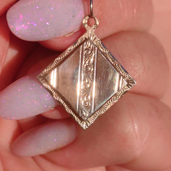 14k hallmarked Solid Yellow Gold Square Painting … - image 7