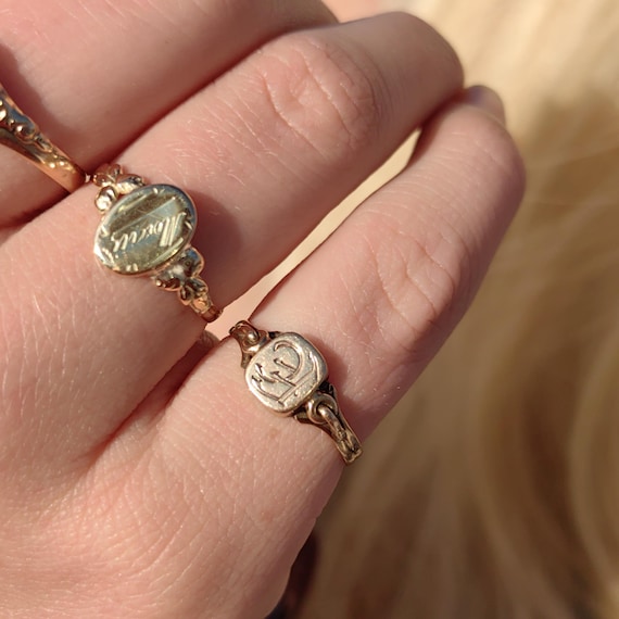 Solid Yellow Gold Antique F E Initials Letter Nam… - image 10