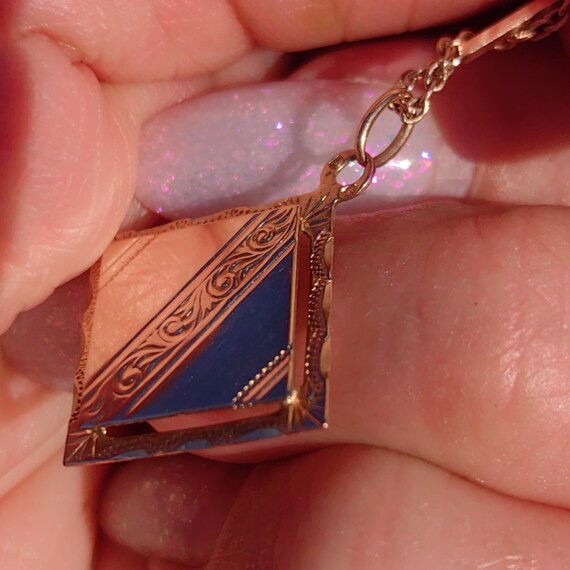 14k hallmarked Solid Yellow Gold Square Painting … - image 4