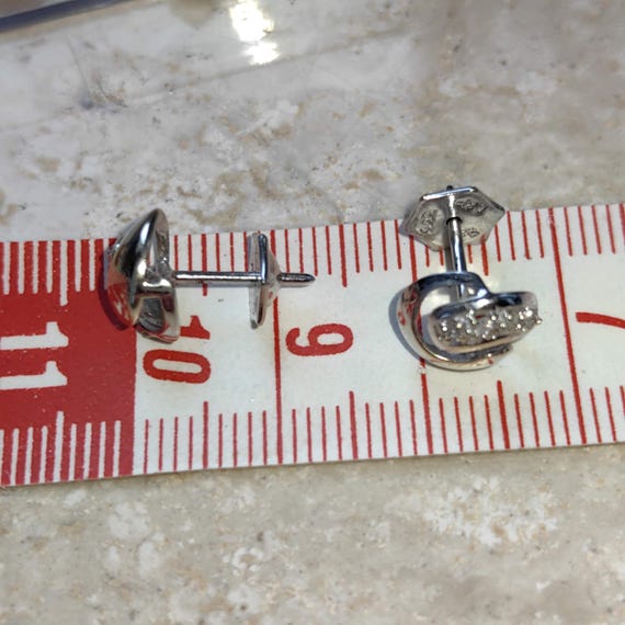 Diamond Solid 8k White Gold Round Stud Geometric … - image 4