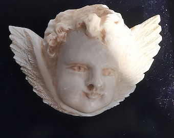 Victorian Bone Cherub Brooch: Hand Carved Angel Pin, 19th Century