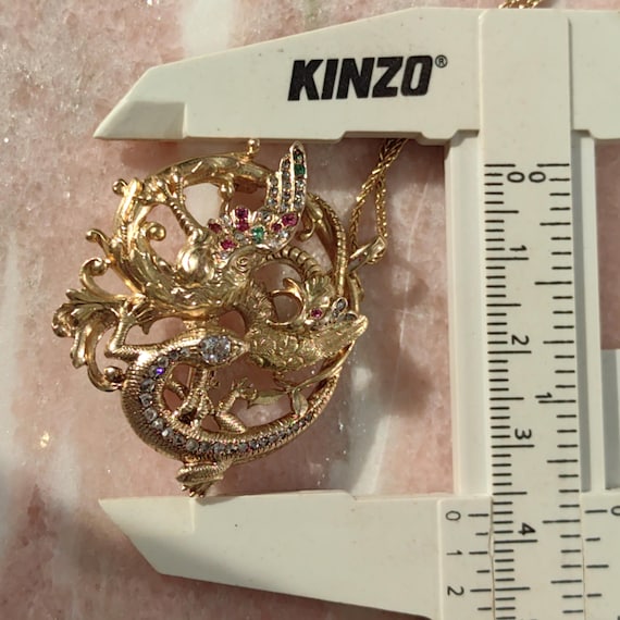 Diamond Emerald Ruby Solid 18k Yellow Gold Griffi… - image 9