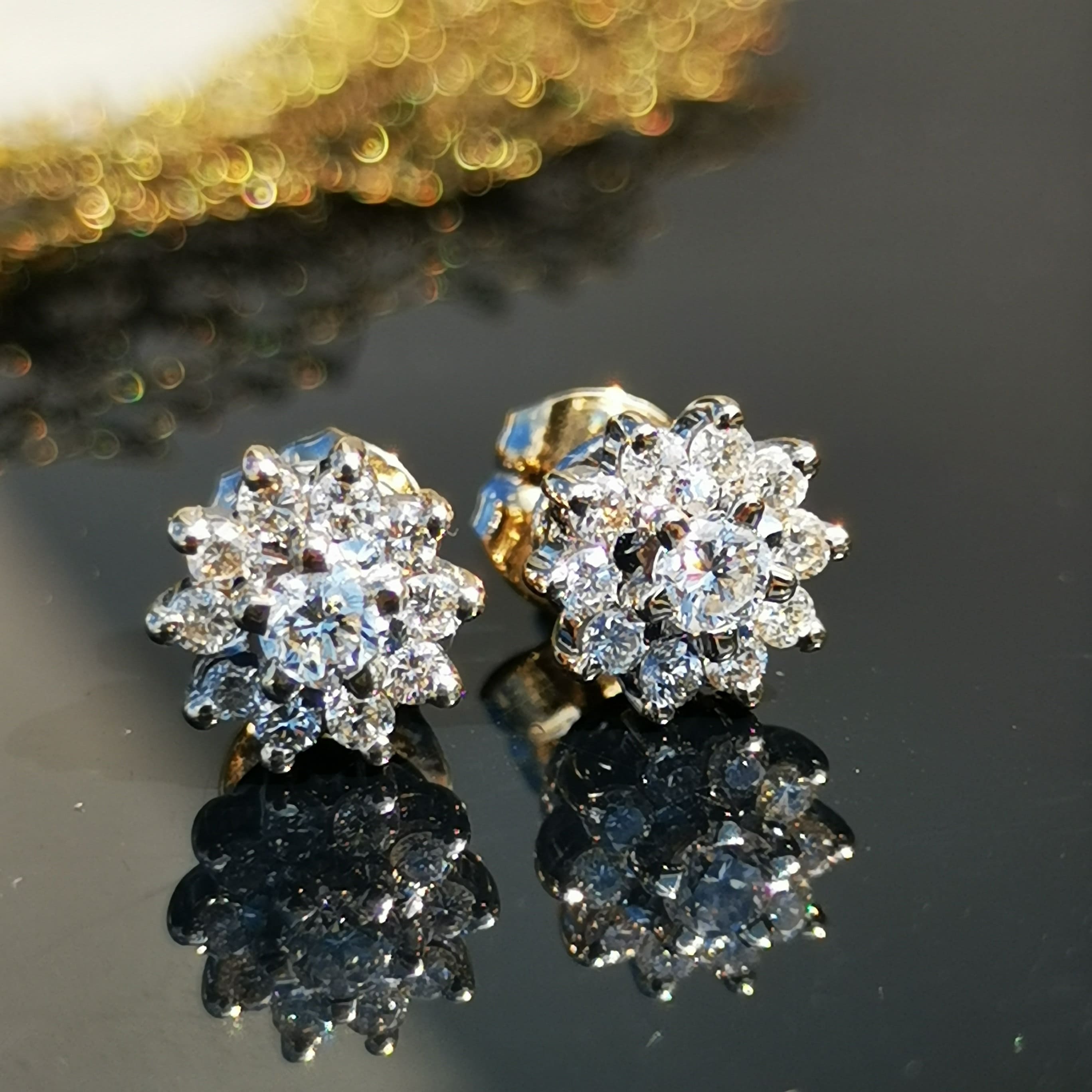 14K Gelb Vergoldet 2.15 Karat Künstlicher Diamant Blume