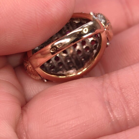 Art Deco 1930s  Natural Raspberry Red Ruby and Di… - image 14