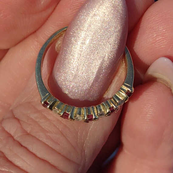 Mid Century Ruby Diamond  Solid Yellow Gold Daint… - image 11