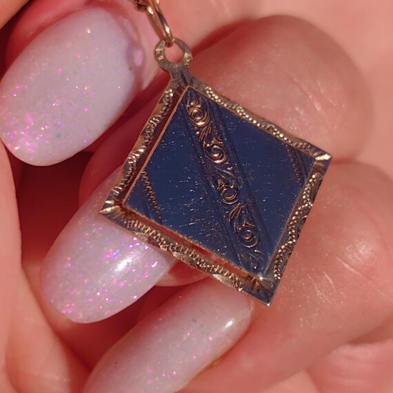 14k hallmarked Solid Yellow Gold Square Painting … - image 5