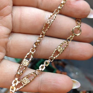 1900s 18k Solid Hallmarked Gold Floral Chain Bracelet, Unique Statement Unisex Antique Handmade Bracelet, Vintage Chain Bracelet Gift
