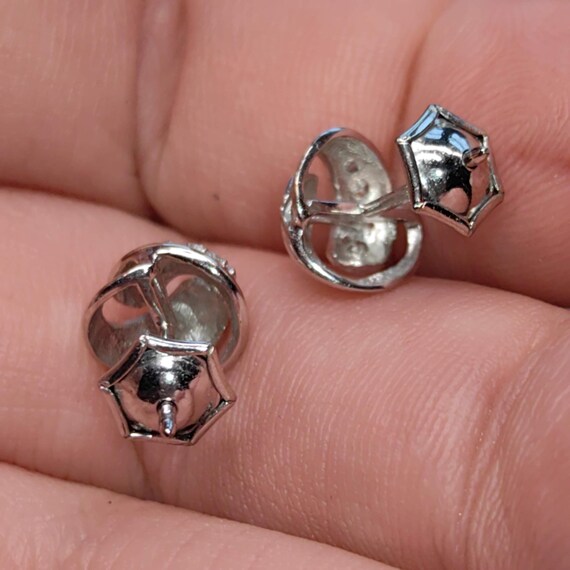 Diamond Solid 8k White Gold Round Stud Geometric … - image 12