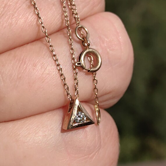 Solitaire Diamond Solid 14k Yellow Gold Vintage G… - image 7