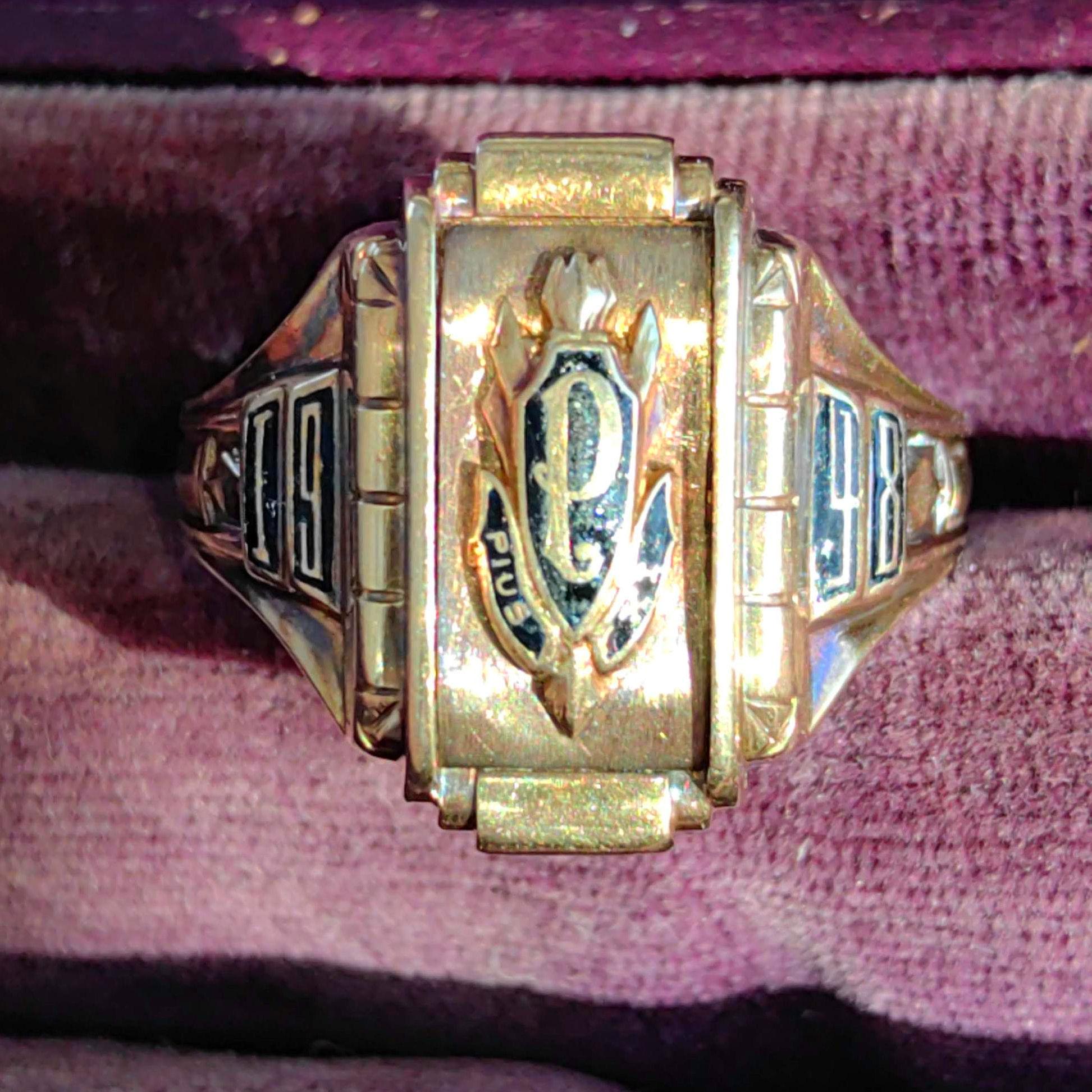 1940's Pope Pius XI Antique Signet Gold Ring Vintage