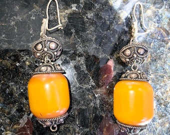 Art Deco 1930s Antique Vintage Bakelite Statement Earrings