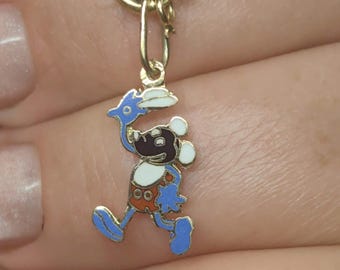 Disney Micky Maus Vintage Solid 14K Gelb Hallmarked Gold Emaille Cartoon Charakter Anhänger Vintage Charm Geschenk für ihre Mädchen Sohn Tochter