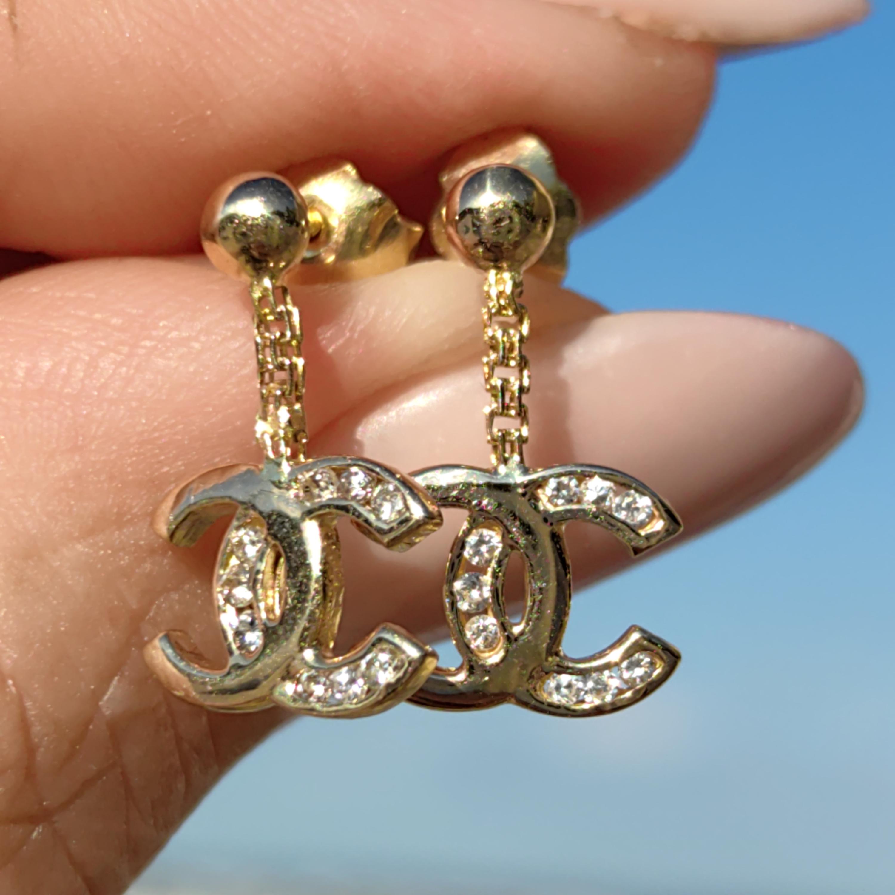 14k Chanel Earrings - Etsy