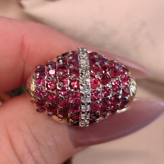 Art Deco 1930s  Natural Raspberry Red Ruby and Di… - image 4