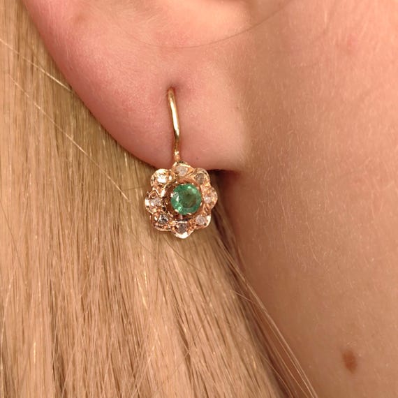 Diamond Natural Emerald Solid 14k Hallmarked Yell… - image 4