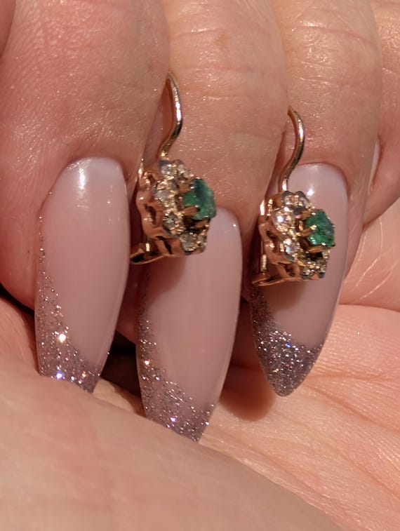 Diamond Natural Emerald Solid 14k Hallmarked Yell… - image 6