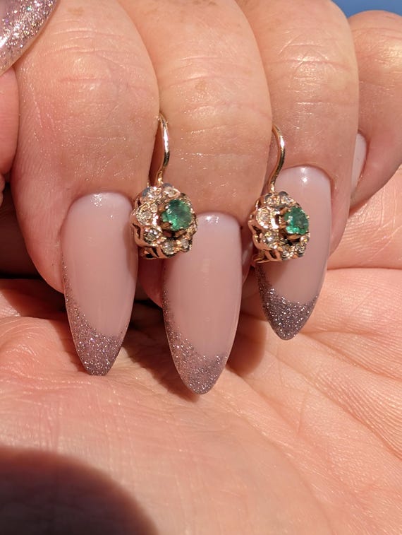 Diamond Natural Emerald Solid 14k Hallmarked Yell… - image 13