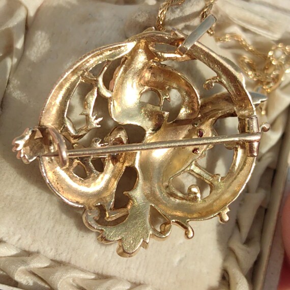 Diamond Emerald Ruby Solid 18k Yellow Gold Griffi… - image 8