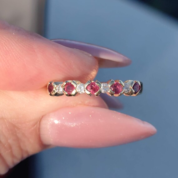 Mid Century Ruby Diamond  Solid Yellow Gold Daint… - image 5